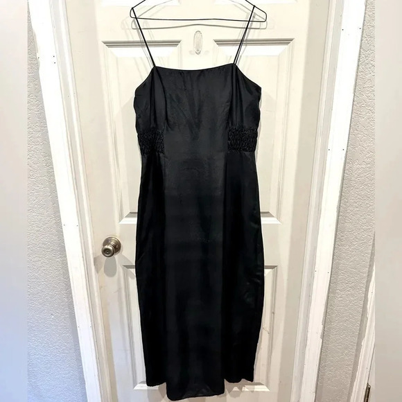 Ann Taylor Vintage Black Spaghetti Strap Silk Formal Dress Y2K size 12 - Picture 1 of 5